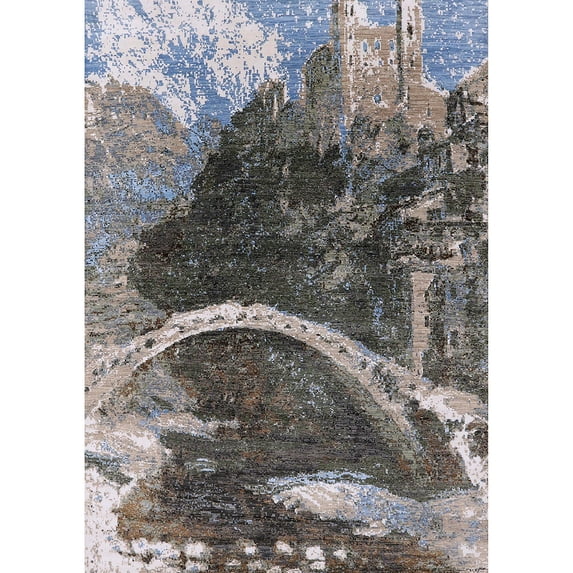 Ahgly Company Indoor Rectangle Mid-Century Modern Black Oriental Area Rugs, 5' x 7'