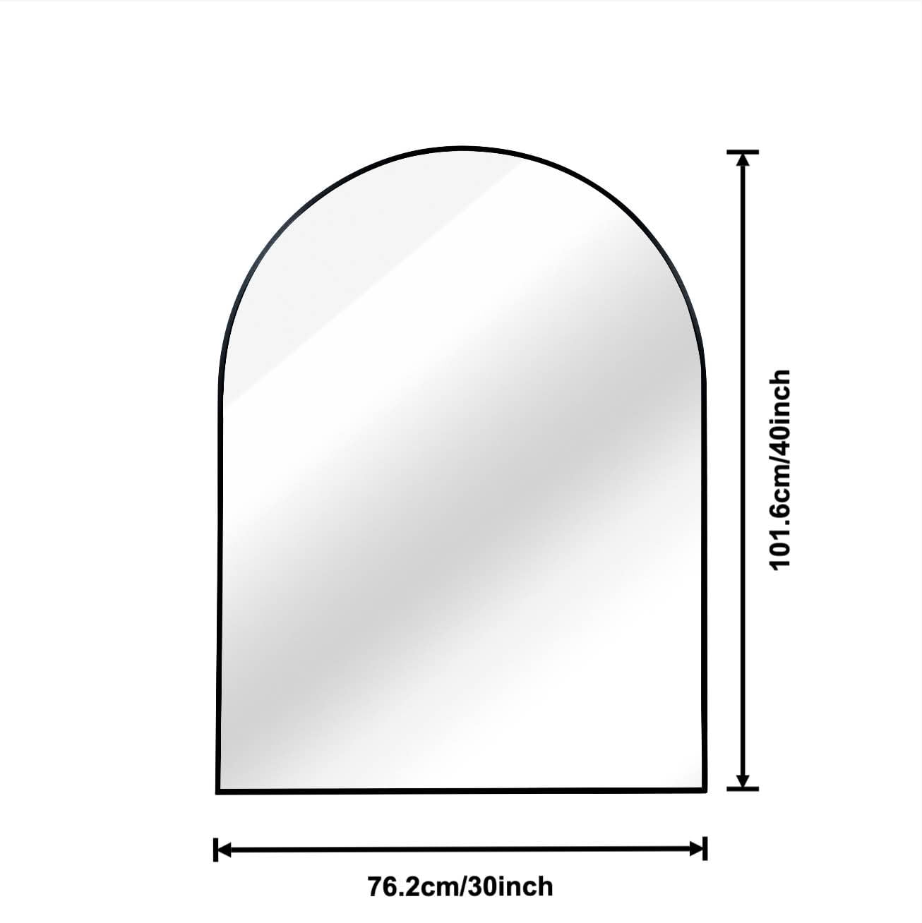 MAYEERTY 30x40 Inch Black Metal Framed Arched Bathroom Wall Mirror, for Oversized Bathroom Decor