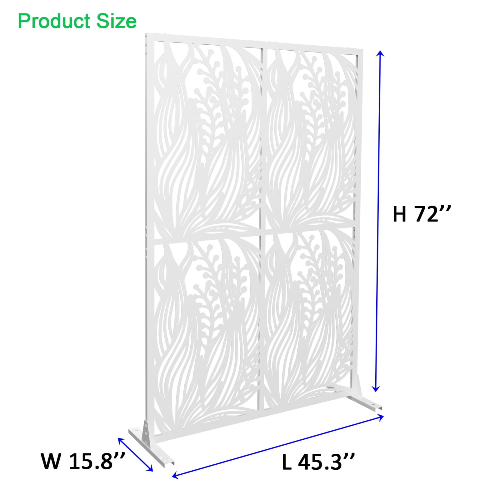 6ft Tall Metal Privacy Screen, Free Standing Indoor/Outdoor Room Divider for Patio, Balcony & Garden (45"L x 72"H)