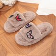 thumbnail image 5 of GPOECD Girls Slippers Kids Open Toe Cute Floral Decorated Warm Soft Non Indoor for Toddlers Multiple Colors Fuzzy Slippers Cozy Home Wear, 5 of 5