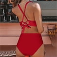 thumbnail image 3 of KaLI_store Swimsuits Tankini Bathing Suits for Women Tummy Control Swimsuit Mesh Tops 2 Piece Swim Suit Plus Size Red,XL, 3 of 5