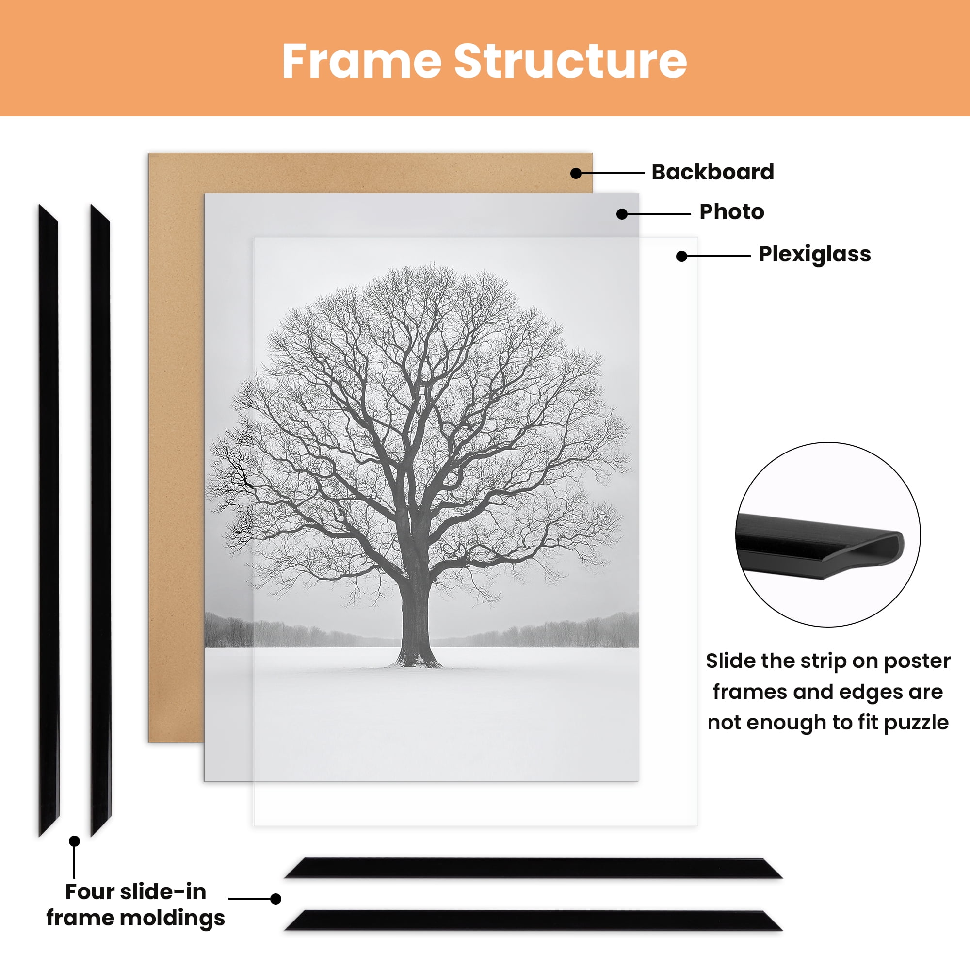 Sindcom 24x36 Picture Frames, Gallery Wall Poster Frames Set of 3, Black