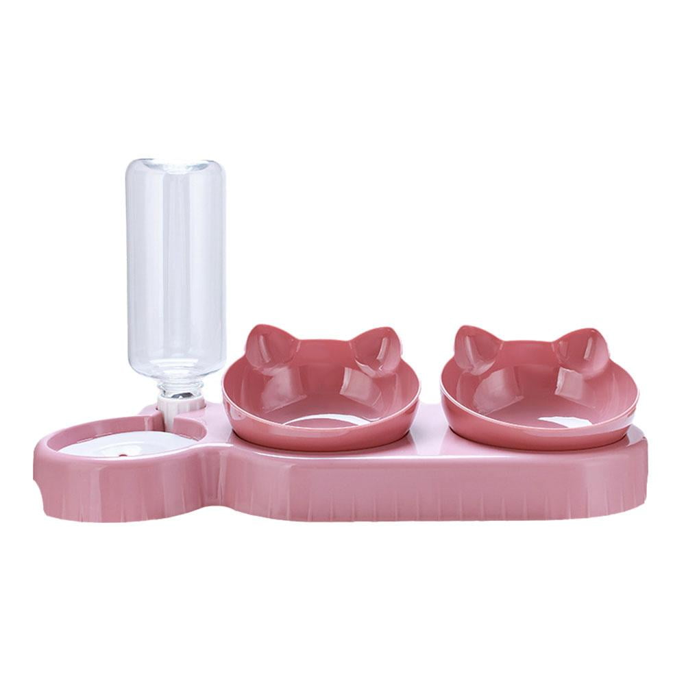 Pet Double Bowl Feeder 500ml PP Plastic Cat Dog Food Water Bowl with Partition Easy Clean Multi Pet Dish for Cats Dogs Small Animals Aesthetic Design