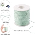 thumbnail image 2 of 100 yardas de cordón encerado de algodón, hilo de algodón encerado de 1 mm, cordón para bisutería, pulseras, macramé, manualidades y bricolaje en cuero - Verde pálido, 2 of 9