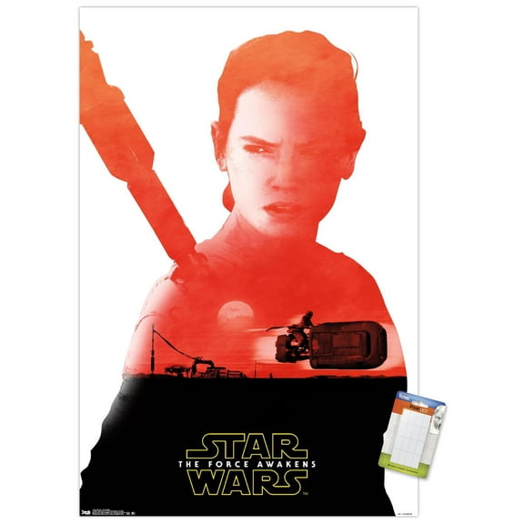 Star Wars: The Force Awakens - Rey Badge Wall Poster, 14.725" x 22.375"