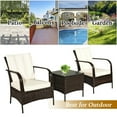 thumbnail image 6 of Costway 3 PCS Patio Wicker Rattan Furniture Set Coffee Table & 2 Rattan Chair W/Cushions-White, 6 of 12