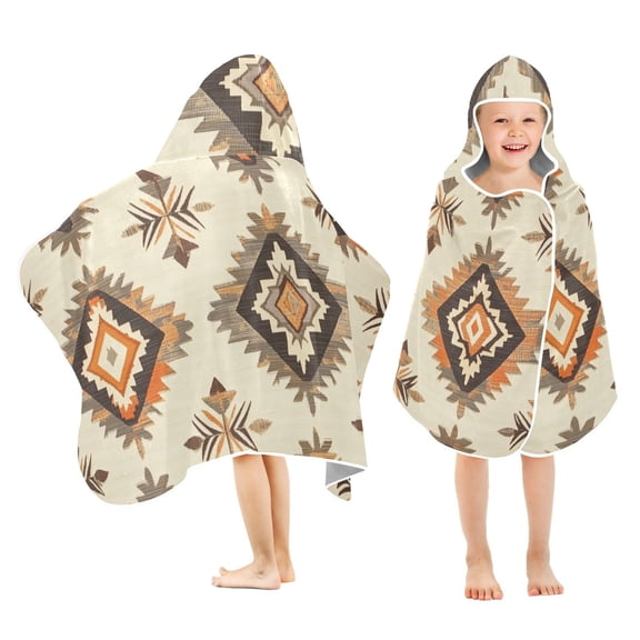 Yayeee Kids Hooded Towels Toddler Soft Absorbent Beach Bathing Wrap 50" x 23.5", Geometric Designs