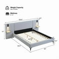 thumbnail image 4 of [Luckynote]Chic Linen Upholstered Bed with Integrated Lights and Shelves, Grey, Queen, 4 of 10