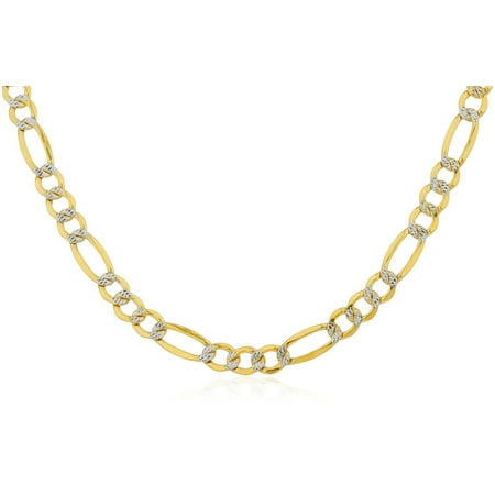 Jewelers 14K Solid Gold 5MM Diamond-cut Pave Figaro Chain Necklace BOXED