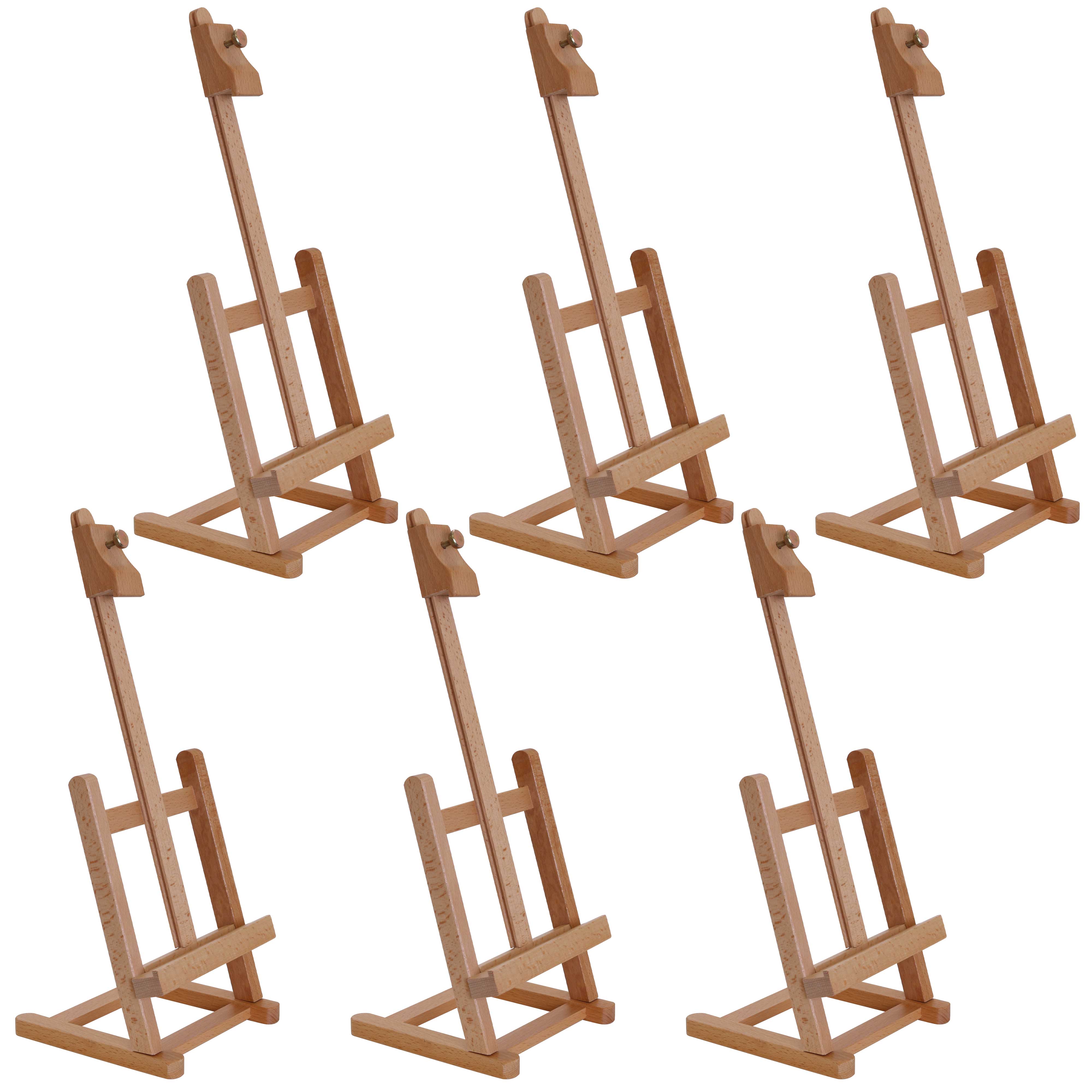 U.S. Art Supply 16" Mini Tabletop Wooden H-Frame Studio Easel (Pack of 6) - Artist Beechwood Painting and Display Easel
