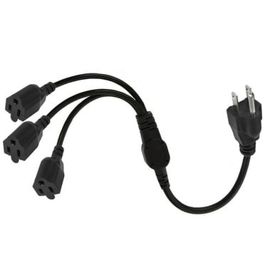 Outdoor 3-Outlet Power Splitter. 90-Degree Flat Plug 1 to 3 Way Outlet Adapter SJTW 16AWG 3-Prong Power Cord Extension Strip with Outlet Cover for Holiday Decoration String Light(1.5FT