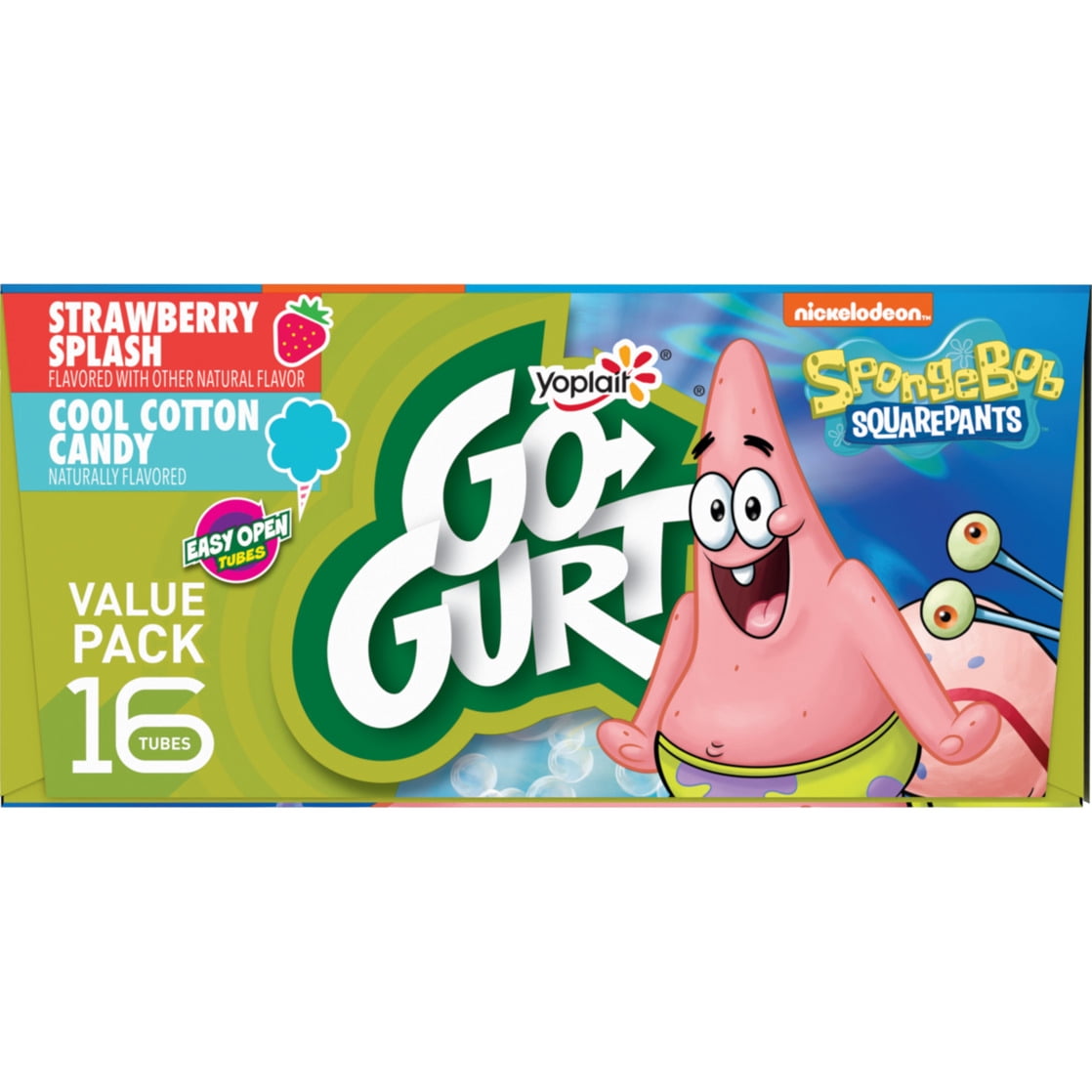 Go-GURT SpongeBob SquarePants Kids Fat Free Yogurt Variety Pack, 2 oz Yogurt Tubes (16 Ct)
