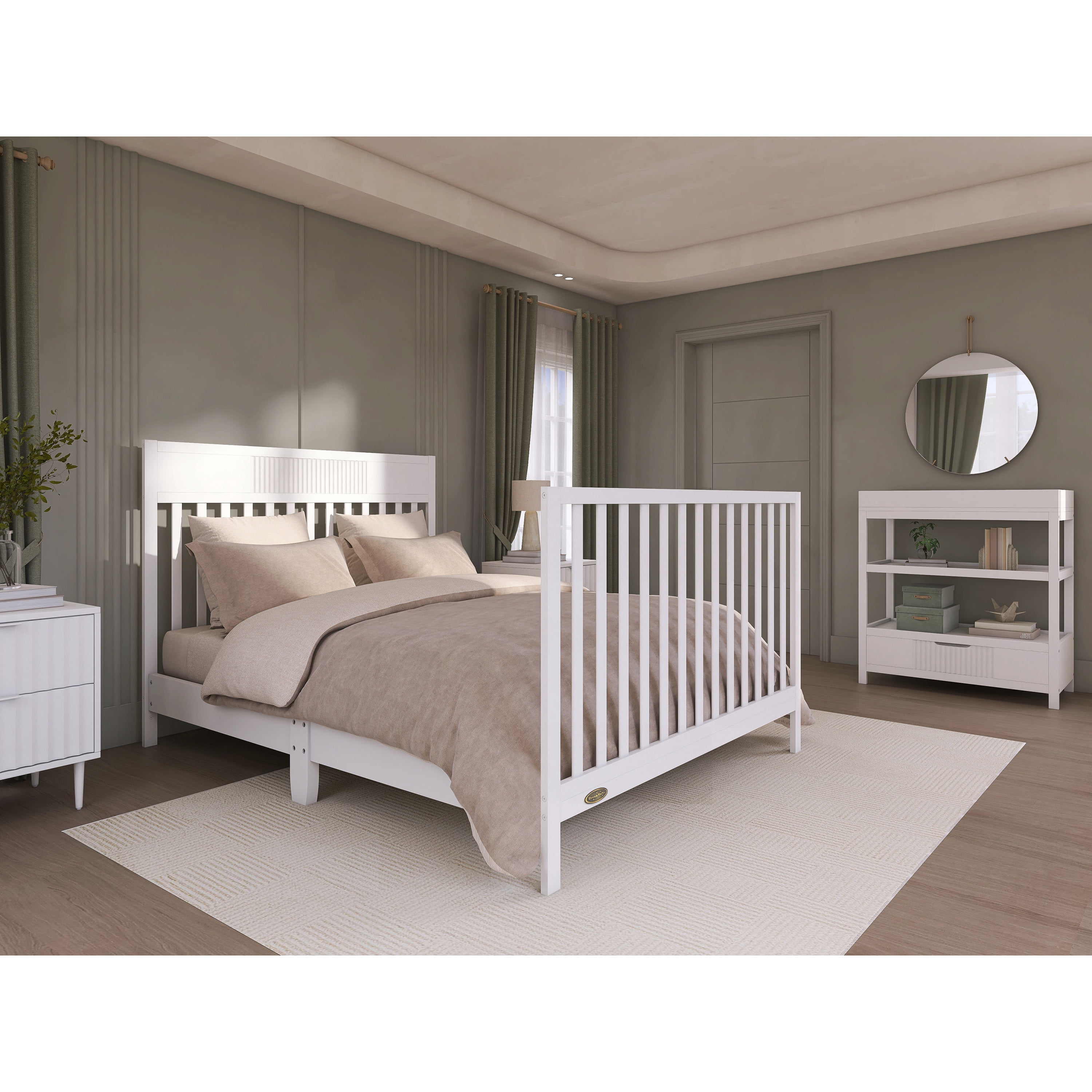 Nursery Bundle, Dream On Me Ivy 5 in 1 Convertible in White and Crib & Toddler Mattress Bundle