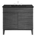 thumbnail image 3 of Sink Vanity Cabinet, Dark Grey Gray, Wood, Mid Century Hotel Bedroom Bathroom, Modern Contemporary HB33677, 3 of 9