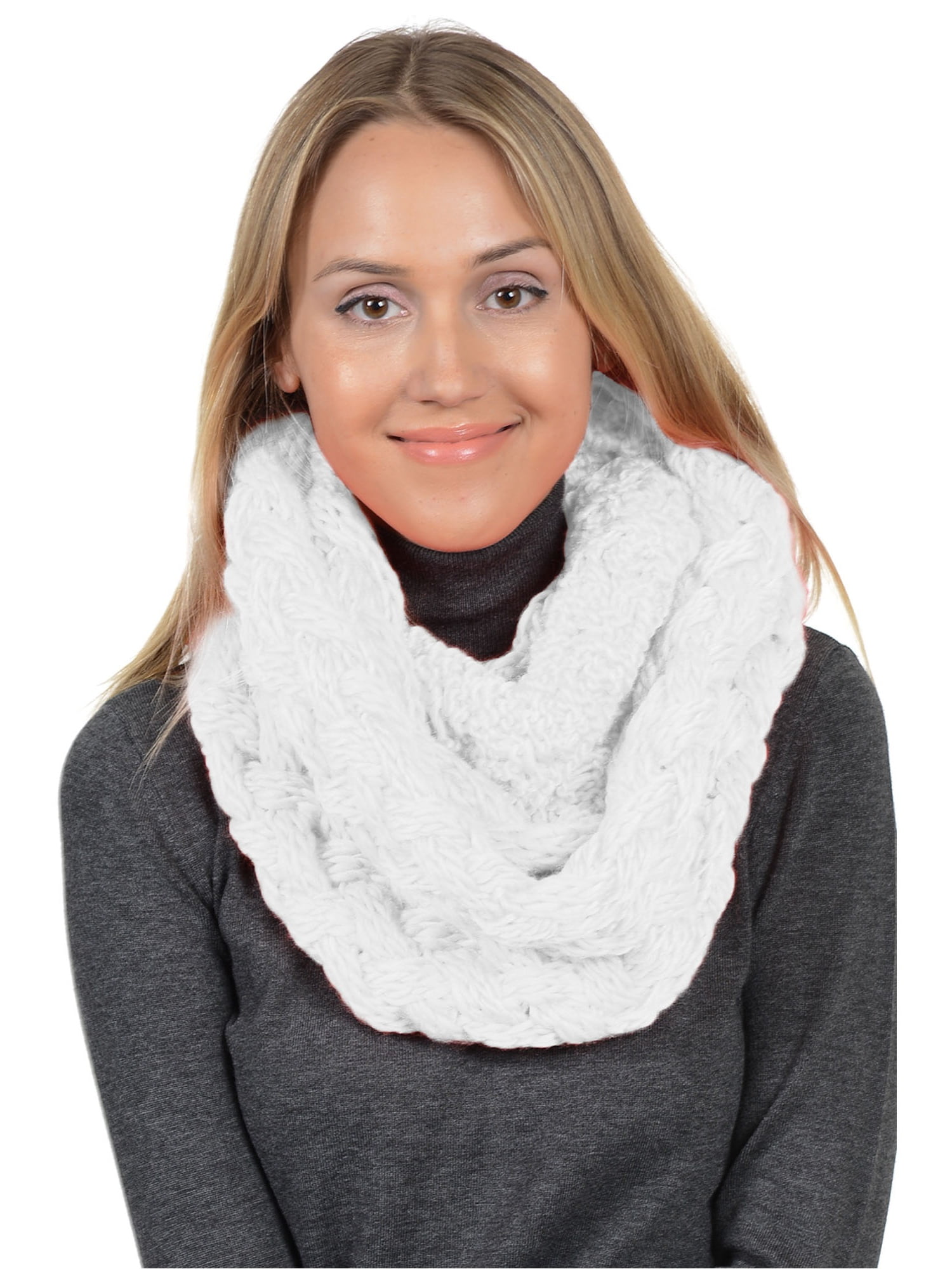 BASICO Winter Chunky Knitted Infinity Scarf for Women Warm Circle Cable