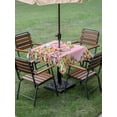 thumbnail image 3 of Happy Eatser Outdoor Tablecloth - 60x60 Inch Square Dining Table Cover, Cute Bunny Colorful Eggs Rustic Flower Plants Pink Waterproof Outdoor Table Cloth with Umbrella Hole & Zipper for Picnic/Patio, 3 of 7