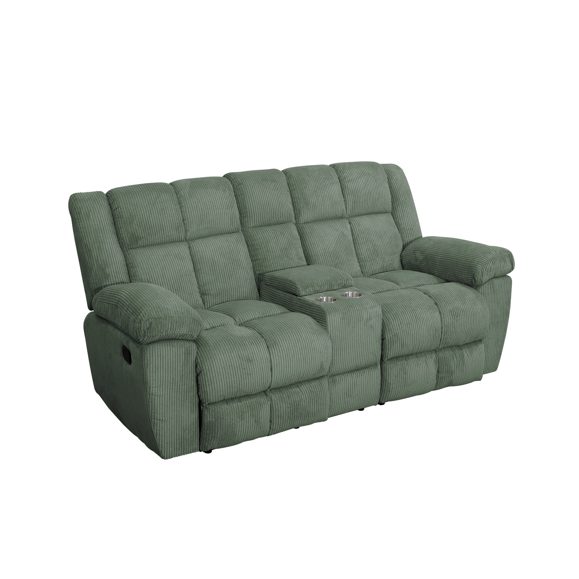 Gewnee Multifunctional Loveseat, Cup Holders, Corduroy Upholstery, Solid Wood Frame, Ideal for Living Room, Green