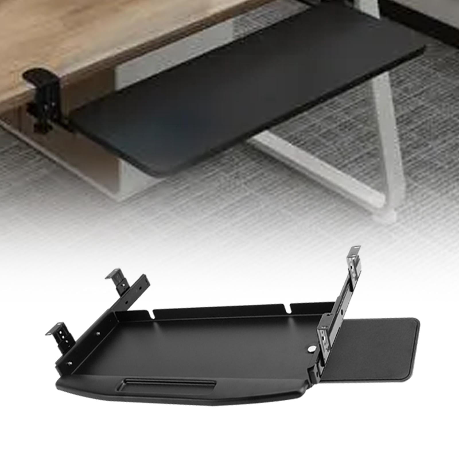 TISHITA Keyboard Tray under Desk Sliding Keyboard Drawer Silent Slide Rail for Typing Computer Drawer Keyboard Shelf for Workstations Black w Mouse Board