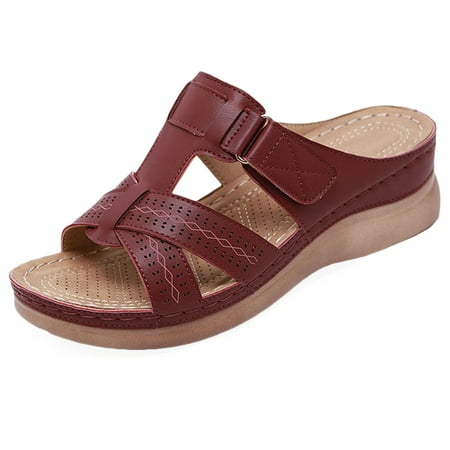 

MIARHB Women Wedge Sandals Orthopedic Open Toe Sandals Vintage Non-slip Casual Shoes