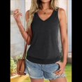 thumbnail image 7 of Womens Banded Bottom V Neck Tank Tops Sleeveless Shirts Casual Loose Fit Clothes 2025 Summer Black S, 7 of 7