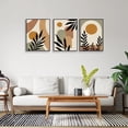 thumbnail image 4 of Minimalist Boho Abstract Canvas Wall Art Mid-Century Modern Beige Set of 3 Poster Neutral Geometric Line Sun Floral Prints Painting Rustic Cottage Decor Living Room Bedroom 12x16in Framed, 4 of 6