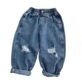 thumbnail image 3 of LZHGirlshop Big Boys' Jeans Pull-On Soft Denim Pants Solid Color with Pocket Stretch Waist Casual Wear School Pants,Blue B,3-4T, 3 of 6