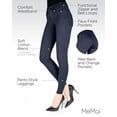 thumbnail image 3 of MeMoi Women's Faux Denim Ponte Leggings - Womens - Female, Medium, Navy, 3 of 12