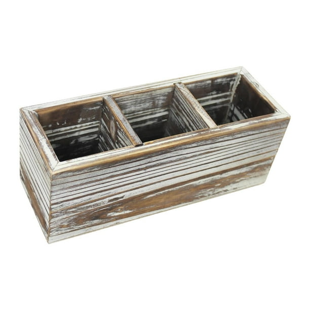 Organizador de escritorio de madera con soporte para control remoto y portalápices para mesilla de noche. Marrón