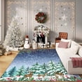 thumbnail image 2 of Christmas 8' x 10' Area Rug, Washable Rugs with Non Slip TPR Backing, Snowman & Reindeer Xmas Holiday Carpet, Soft Thin Printed Mat for Living Room, Dining Room, 2 of 9