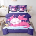 thumbnail image 1 of YST Kids Cute Axolotl Comforter Set, Cartoon Salamander Floral Leaves, Polyester, Queen (7 Count), 1 of 4