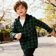thumbnail image 4 of WOYY Teen Boys Plaid Hooded Shirt Jacket Long Sleeve Unisex Casual Outerwear, Sizes 15-16, 4 of 8
