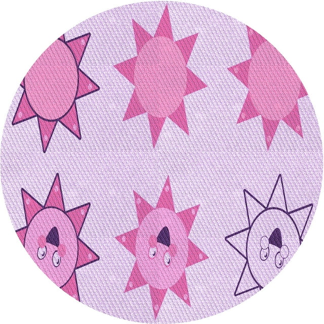 Ahgly Tapis Rond Lavable en Machine Intérieur Transitionnel Orchidée Violet, 4 Pieds Rond
