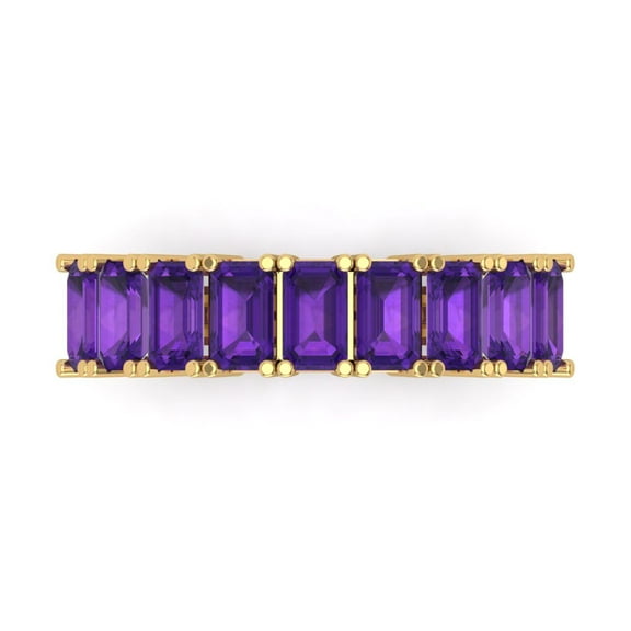 2.61 ctw Wedding Band for Women - 18K Yellow Gold Natural Amethyst Stackable Eternity Ring