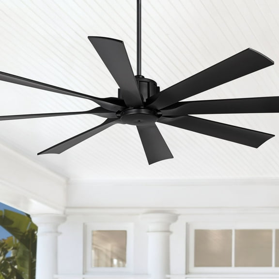 60" Possini Euro Design Modern Indoor Outdoor Ceiling Fan with Remote Control Matte Black Damp Rated for Patio Exterior House Home
