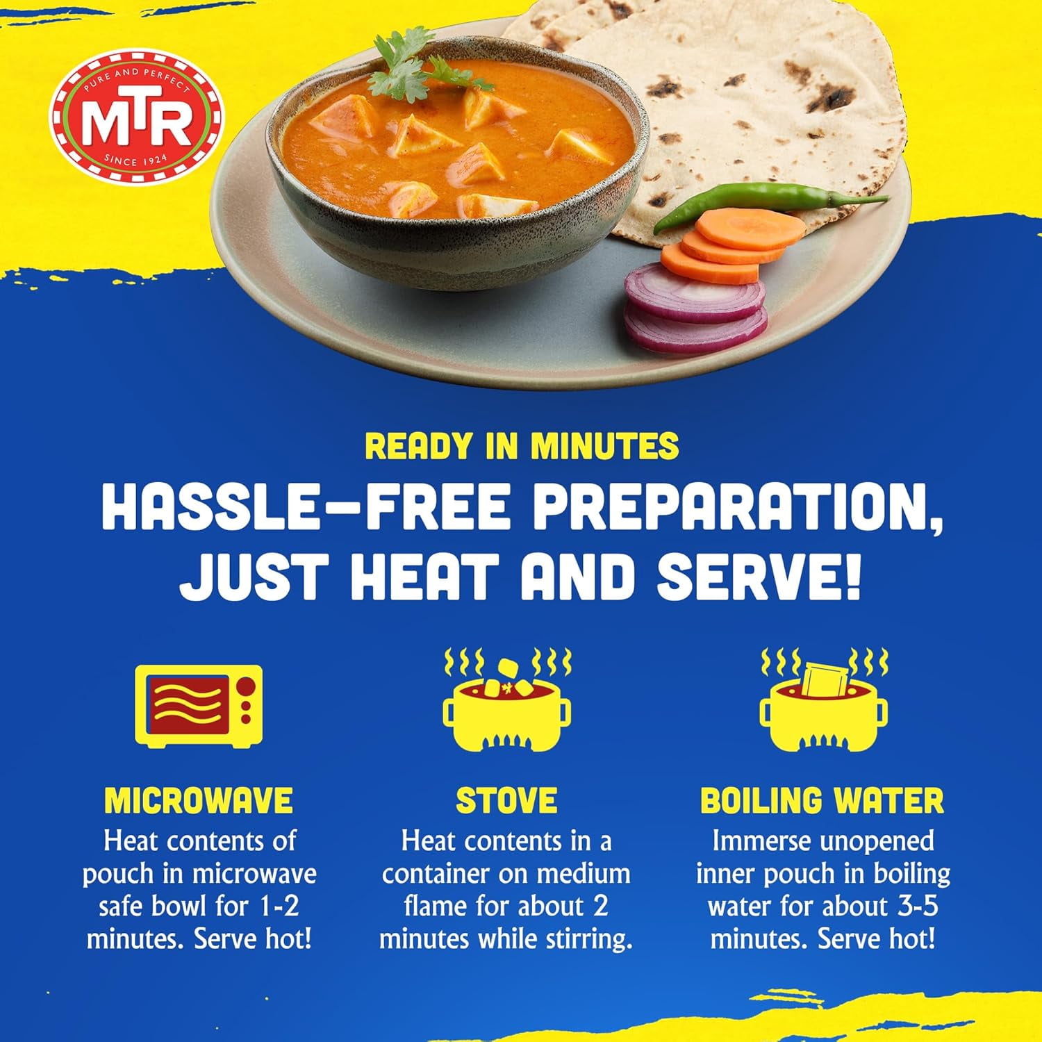 MTR Paneer Butter Masala - Creamy Cottage Cheese Curry - Tasty Indian Meal with No Added Preservatives - A Quick Meal Suitable for Vegetarians, Ready in Minutes! (300g, Pack of 6)