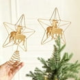 thumbnail image 5 of Cinvoph Christmas Star Tree Topper with Reindeer Christmas Decorative Holiday Treetop Shatterproof Star Ornament for Holiday Christmas Tree Decoration 7.4" Gold, 5 of 7