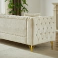 thumbnail image 6 of 5-Seat Classic Chesterfield Chenille Sofa Set with Copper Nail Decoration Armrest , Buttons Tufted Upholstered Couch with Golden Metal Legs & Pillows for Living Room, Beige, 6 of 9
