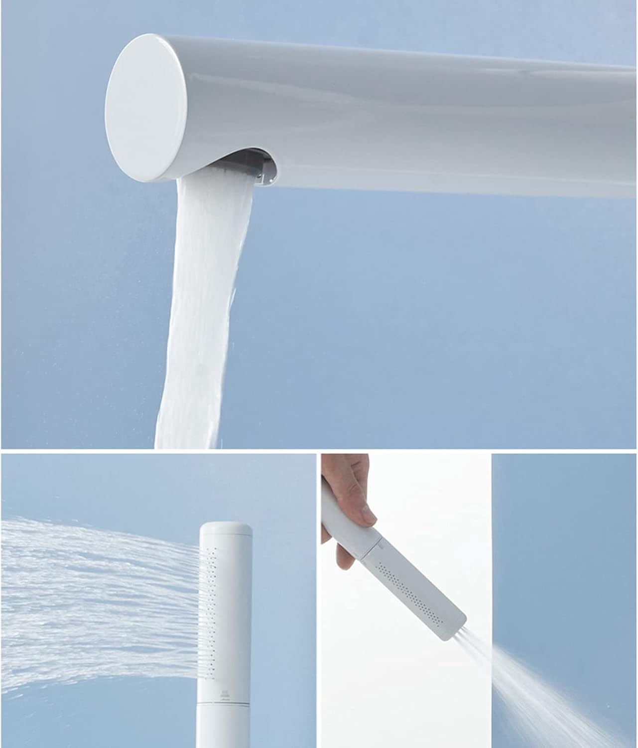 Bathtub Faucet with Handheld Shower White Cold and Hot Water Brass Bathtub Shower Faucet Bathroom Faucet