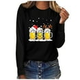 thumbnail image 1 of Hauts de Noël en Solde Femmes Noël Décontracté Manches Longues Col Rond Chandail en Molleton Bière Pull Blouse Noir TG, 1 of 1