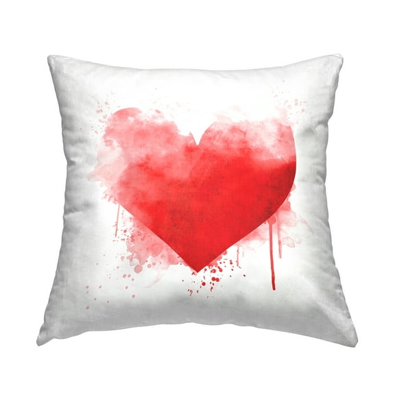 Stupell Industries Red Heart Urban Splatter Square Decorative Printed Throw Pillow, 18 x 18
