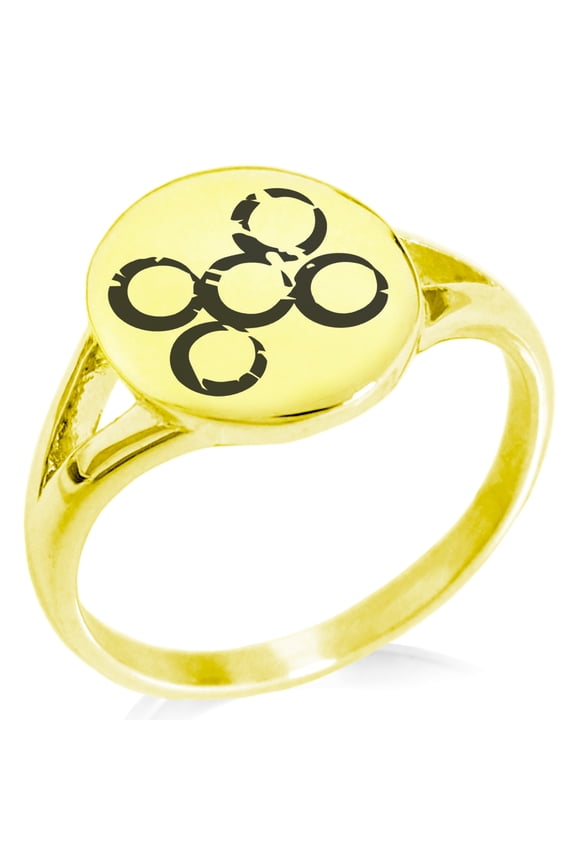 Stainless Steel Ancient Tribal Loyalty Rune Minimalist Oval Top Polished Statement Signet Ring