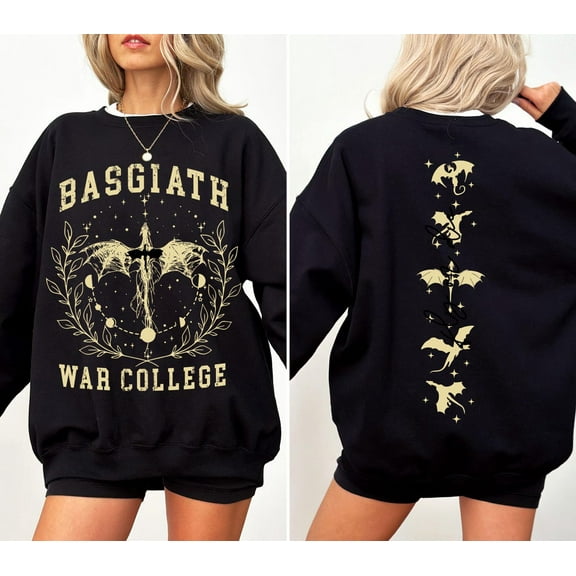 Tee Clo Basgiath War College Sweatshirt Fantasy Dragon Rider Retro Cozy Outfit, Full size S-5XL