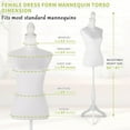 thumbnail image 7 of Female Dress Form Mannequin Torso, Clothes Display Mannequin with Wooden Tripod Base Stand Adjustable 52-67 Inch for Sewing Dressmakers Dress Jewelry Display, White, 7 of 7