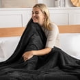 thumbnail image 5 of Exclusivo Mezcla Waffle Textured Soft Fleece Blanket, Twin/Twin XL Size Bed Blanket, Cozy Warm and Lightweight (Black, 90"x66"), 5 of 10