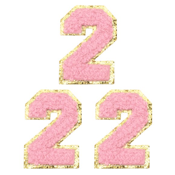 Uxcell Chenille Number Patches Self-Adhesive Number Patch Appliques Stickers for DIY Clothing Jacket Jersey Hat Number 2