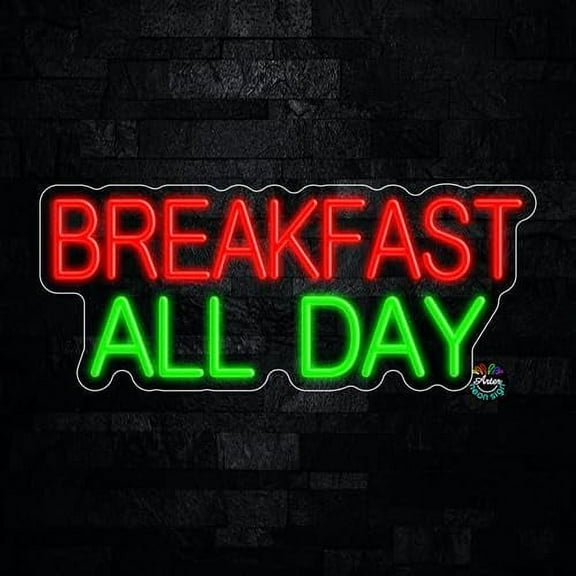 Breakfast All Day LED Neon Sign 24"L x 10"H #32105