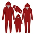 thumbnail image 6 of Feancey One Piece Pajamas for Family Christmas Solid Color Pjs Zipper Hooded Jumpsuit Fall Winter Long Sleeve Holiday Lounge Sleepwear Red, 6 of 6