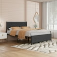 thumbnail image 4 of VECELO Full Size Metal Platform Bed Frame, Modern Upholstered Tufted Headboard and Footboard, No Box Spring Needed, Gray, 4 of 9