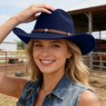 thumbnail image 2 of OJSFQUFP Cowboy Hat for Women and Men with Shapeable Wide Brim Cattleman Western Hats for Cowboys And, 2 of 6