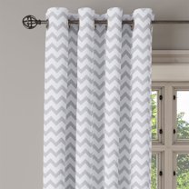 Ambesonne Grey and White Grommet Curtain Single Panel, Geometrical Zigzag, 50"x60", Pale Grey White